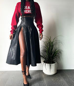 Vintage Noire Leather High Split Skirt