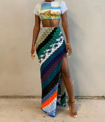 SOSA Abstract ‘Cozy’ Crochet High Split Skirt (S)