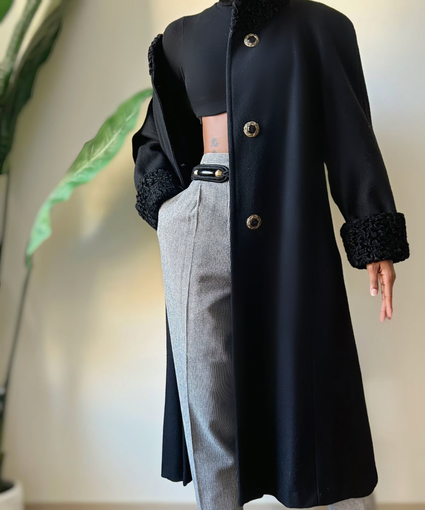 Vintage Noire 70s Peacoat (L)