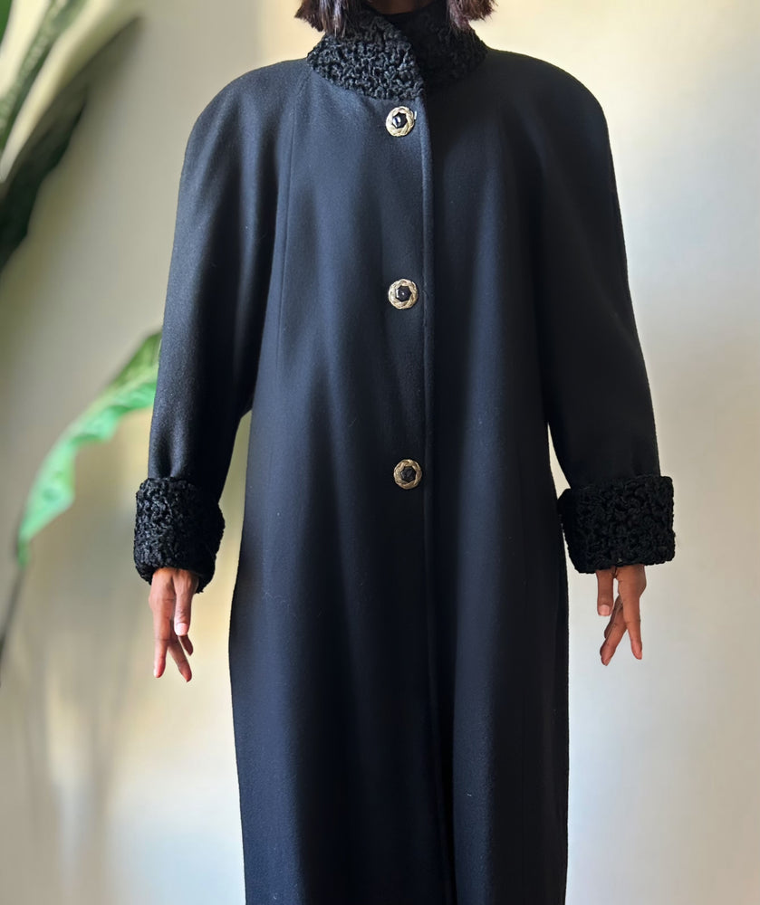 Vintage Noire 70s Peacoat (L)